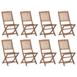 Berkfield Home Folding Outdoor Chairs 8 pcs Solid Acacia Wood in Brown - thumbnail 2