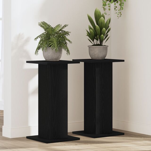 Berkfield Home Speaker Stands 2 pcs Black Oak 30x30x60 cm Engineered Wood - Size: 30 x 30 x 60 cm - image 1