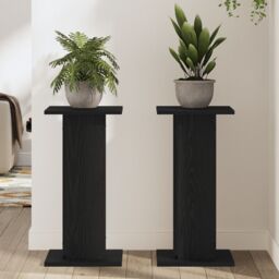 Berkfield Home Speaker Stands 2 pcs Black Oak 30x30x60 cm Engineered Wood - Size: 30 x 30 x 60 cm - thumbnail 4