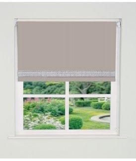 New Edge Blinds Straight Diamante Edge Border Blackout Roller Blind 165cm Drop in Natural - Size: 210 cm width x 165 cm drop