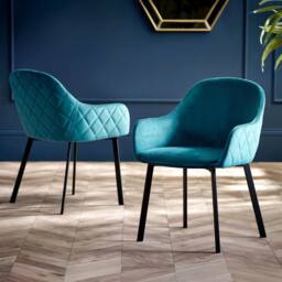 Cheshire Valencia Premium Teal Velvet Dining Chairs - Set of 2 - thumbnail 4