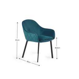 Cheshire Valencia Premium Teal Velvet Dining Chairs - Set of 2 - thumbnail 6