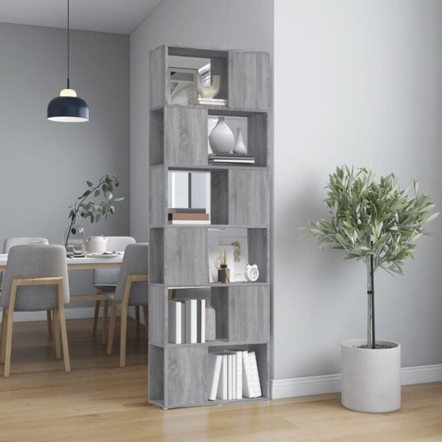 Berkfield Home Book Cabinet/Room Divider Grey Sonoma 60x24x186 cm - Size: 60 x 24 x 186 cm - image 1