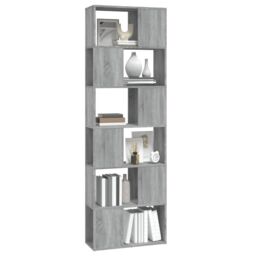 Berkfield Home Book Cabinet/Room Divider Grey Sonoma 60x24x186 cm - Size: 60 x 24 x 186 cm - thumbnail 4