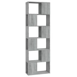 Berkfield Home Book Cabinet/Room Divider Grey Sonoma 60x24x186 cm - Size: 60 x 24 x 186 cm - thumbnail 2