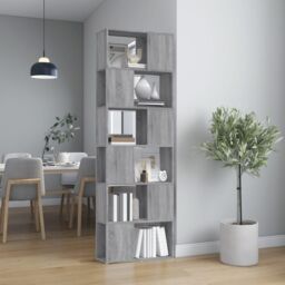 Berkfield Home Book Cabinet/Room Divider Grey Sonoma 60x24x186 cm - Size: 60 x 24 x 186 cm - thumbnail 1
