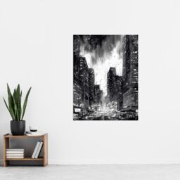 "Artery8 Downtown Chicago Ink Sketch Cityscape Pen & Ink Charcoal Dark Moody Extra Large XL Wall Art Poster Print - Size: W24"" x H32""" - thumbnail 4