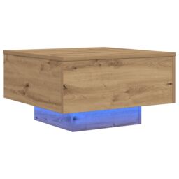 Berkfield Home Coffee Table with LED Lights Artisan Oak 55x55x31 cm in Brown - Size: 55 x 55 x 31 cm - thumbnail 2