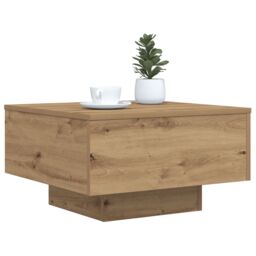 Berkfield Home Coffee Table with LED Lights Artisan Oak 55x55x31 cm in Brown - Size: 55 x 55 x 31 cm - thumbnail 3