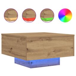 Berkfield Home Coffee Table with LED Lights Artisan Oak 55x55x31 cm in Brown - Size: 55 x 55 x 31 cm - thumbnail 4