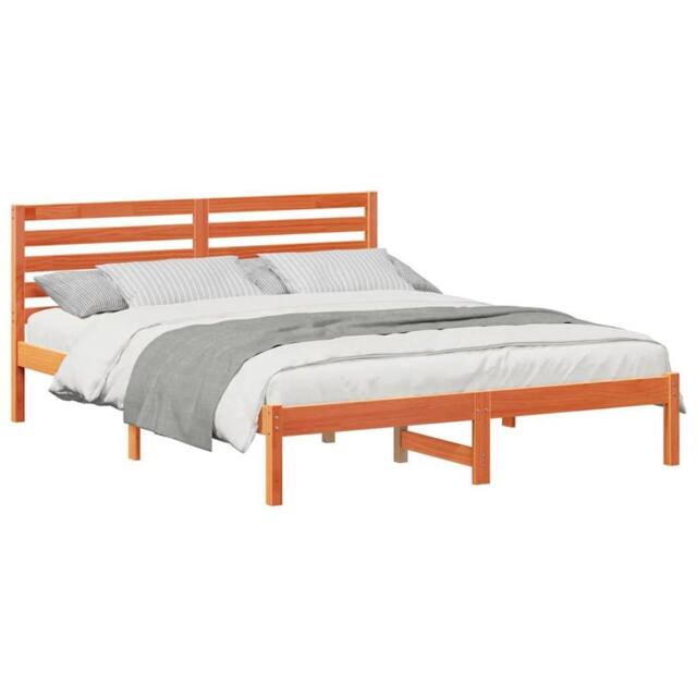 Berkfield Home Elegant with Headboard Wax brown 150 x 200 cm Solid pine wood - image 1