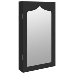 Berkfield Home Mirror Jewellery Cabinet Wall Mounted Black 37.5x10x67 cm - thumbnail 2