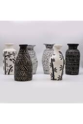 KDMD Lombok Handmade Ceramic Vase - Swirl Pattern, Cream, 3.5cm Neck in Cream - thumbnail 6