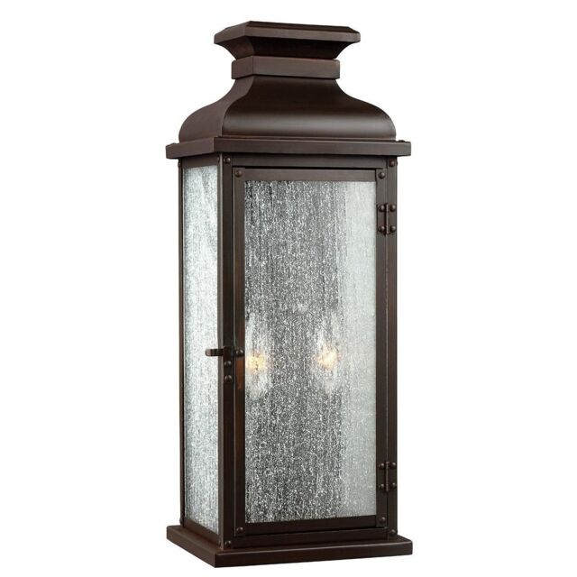 Netlighting Pediment 2 Light Outdoor Medium Wall Lantern Light Dark Copper IP44 E14 in Brown - image 1