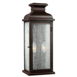 Netlighting Pediment 2 Light Outdoor Medium Wall Lantern Light Dark Copper IP44 E14 in Brown
