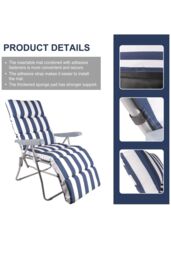 Groundlevel Garden Recliner Chair with Striped Cushion in Blue - thumbnail 3