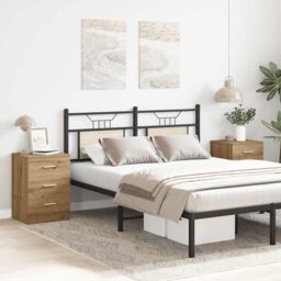 Berkfield Home Bedside Cabinets 2 pcs Artisan Oak 38x35x55 cm Engineered Wood in Brown - Size: 38 x 35 x 55 cm - thumbnail 4