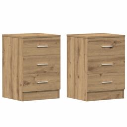 Berkfield Home Bedside Cabinets 2 pcs Artisan Oak 38x35x55 cm Engineered Wood in Brown - Size: 38 x 35 x 55 cm - thumbnail 2