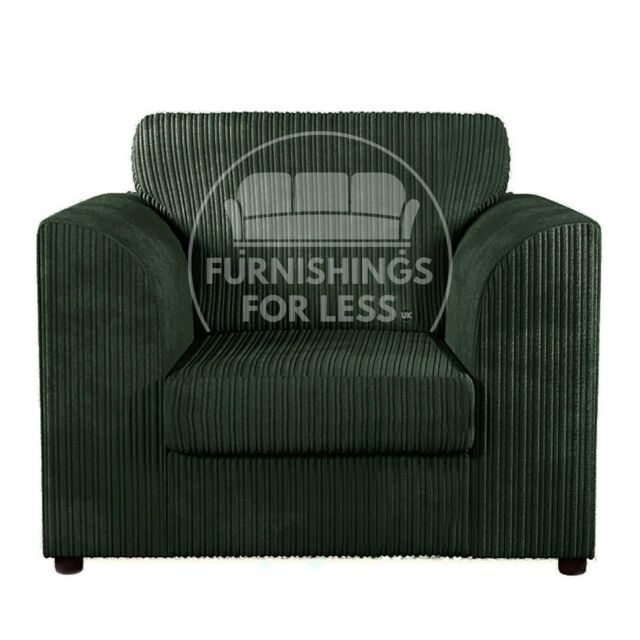 Furnishings For Less UK Luxor Jumbo Cord Fabric Armchair in Green - image 1