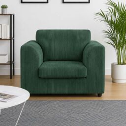 Furnishings For Less UK Luxor Jumbo Cord Fabric Armchair in Green - thumbnail 2