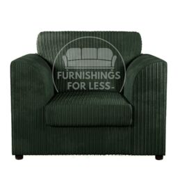 Furnishings For Less UK Luxor Jumbo Cord Fabric Armchair in Green - thumbnail 1