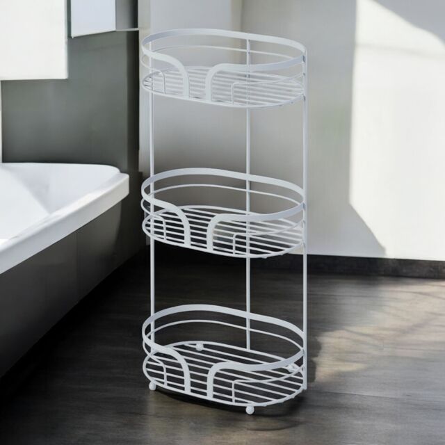 Showerdrape Dante Modern 3-Tier Floor Caddy - Bathroom Storage in White, Grey, Pink, Chrome, Black, Sage Green in White - image 1
