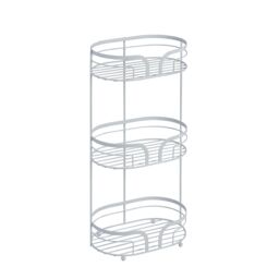 Showerdrape Dante Modern 3-Tier Floor Caddy - Bathroom Storage in White, Grey, Pink, Chrome, Black, Sage Green in White - thumbnail 3