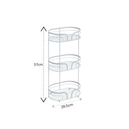 Showerdrape Dante Modern 3-Tier Floor Caddy - Bathroom Storage in White, Grey, Pink, Chrome, Black, Sage Green in White - thumbnail 2