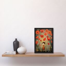 "Artery8 The Poppy Dream Elegant Giant Flower Floral Oil Painting Art Print Framed Poster Wall Decor in Black - Size: W12"" x H16""" - thumbnail 4
