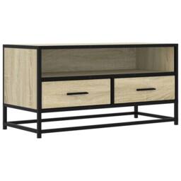 Berkfield Home TV Cabinet Sonoma Oak 80x34.5x40 cm Engineered Wood & Metal in Light Tan - thumbnail 1