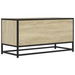 Berkfield Home TV Cabinet Sonoma Oak 80x34.5x40 cm Engineered Wood & Metal in Light Tan - thumbnail 6