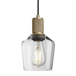 Industville Knurled Glass Schoolhouse Pendant - 5.5 Inch - Clear in Metallic Gold - Size: Medium