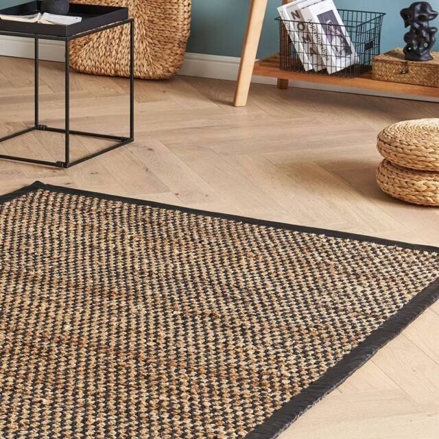 Wyld and Coco Handwoven Jute-Cotton Rug Black and Beige 140 x 200 cm - Size: 140 cm x 200 cm - image 1