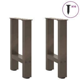 Berkfield Home Coffee Table Legs Natural Steel 2 pcs 28x(42-43) cm Steel in Grey - thumbnail 3