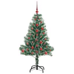 Berkfield Home Artificial Christmas Tree Snow Flocked with LED Light 120 cm in Green - thumbnail 4