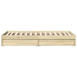 Berkfield Home Bed Frame with Drawers without Mattress Sonoma Oak 90x190 cm Single in Brown - thumbnail 5