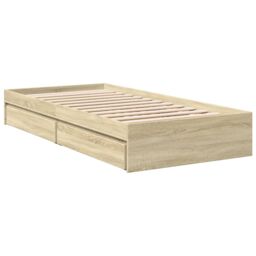 Berkfield Home Bed Frame with Drawers without Mattress Sonoma Oak 90x190 cm Single in Brown - thumbnail 3