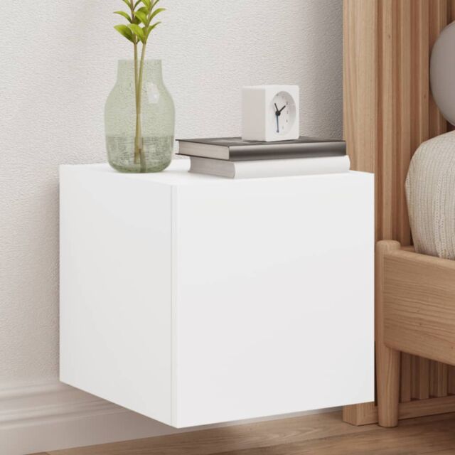 Berkfield Home TV Wall Cabinets with LED Lights 2 pcs White 30.5x35x30 cm - image 1