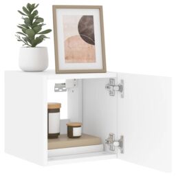 Berkfield Home TV Wall Cabinets with LED Lights 2 pcs White 30.5x35x30 cm - thumbnail 6