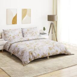 Berkfield Home Duvet Cover Set White & Brown 140x200 cm Cotton - thumbnail 2