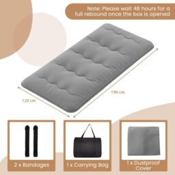 Gymax Roll Up Floor Mattress Tatami Mat 190 x 120 x 10 cm With Washable Cover in Grey - thumbnail 2