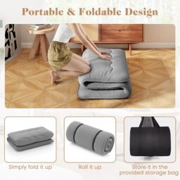 Gymax Roll Up Floor Mattress Tatami Mat 190 x 120 x 10 cm With Washable Cover in Grey - thumbnail 3