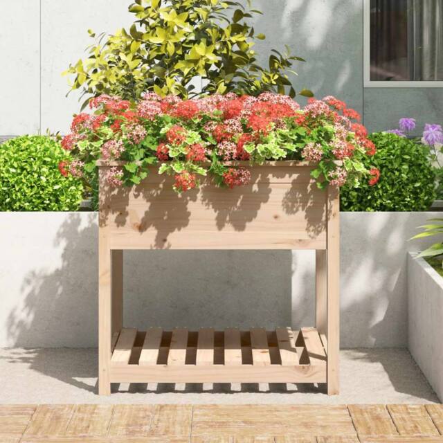 Berkfield Home Planter with Shelf 82.5x82.5x81 cm Solid Wood Pine in Light Tan - image 1