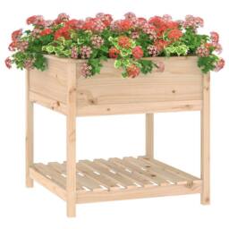 Berkfield Home Planter with Shelf 82.5x82.5x81 cm Solid Wood Pine in Light Tan - thumbnail 4