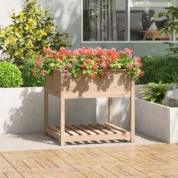 Berkfield Home Planter with Shelf 82.5x82.5x81 cm Solid Wood Pine in Light Tan - thumbnail 2