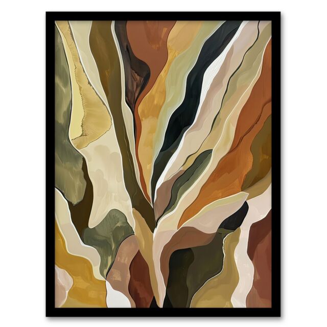Artery8 Abstract Earth Tone Artwork Geology Rock Muddy Framed Art Print in Brown - Size: A4 - image 1