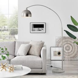 FurnitureboxUK Holden Energy Efficient Metal Floor Arc Standing Lamp Light With Marble Base (Including Bulb) in Silver - thumbnail 2
