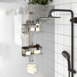 Berkfield Home Hanging Shower Caddy Brushed 304 Stainless Steel in Silver - thumbnail 2