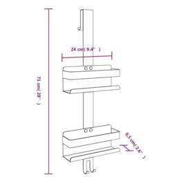 Berkfield Home Hanging Shower Caddy Brushed 304 Stainless Steel in Silver - thumbnail 9