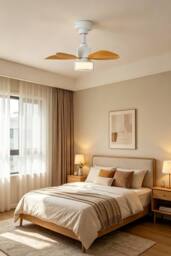 Living and Home Nordic Style 5-Blade Ceiling Fan with Light in White